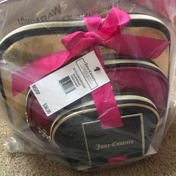LAST ONE! NWT Juicy Couture 3 Pc Cosmetic Bag Set - Picture 5 of 5